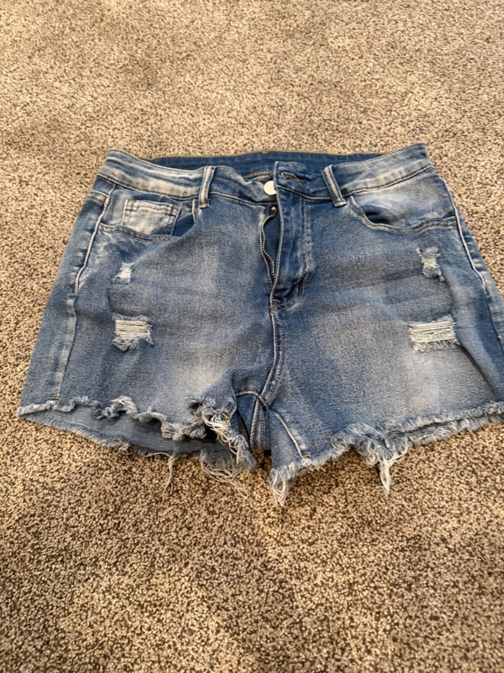 Women’s High-Rise Distressed Denim Shorts - Blue